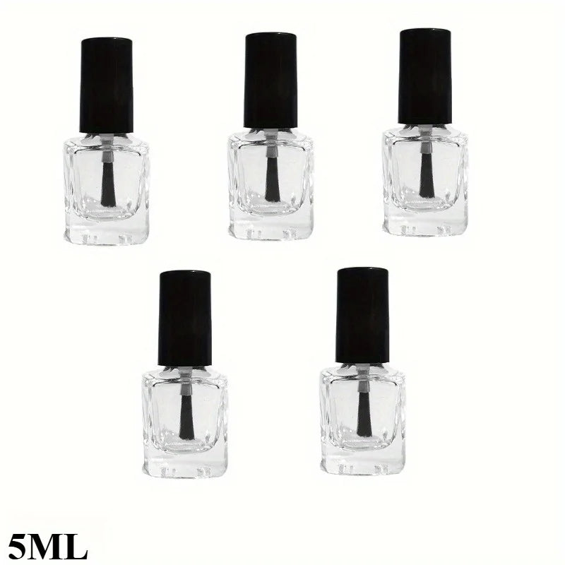 5PCS 5ml Clear Glass Nail Polish Bottles with Brush & Funnel Nail Polish Bottles Nixie square