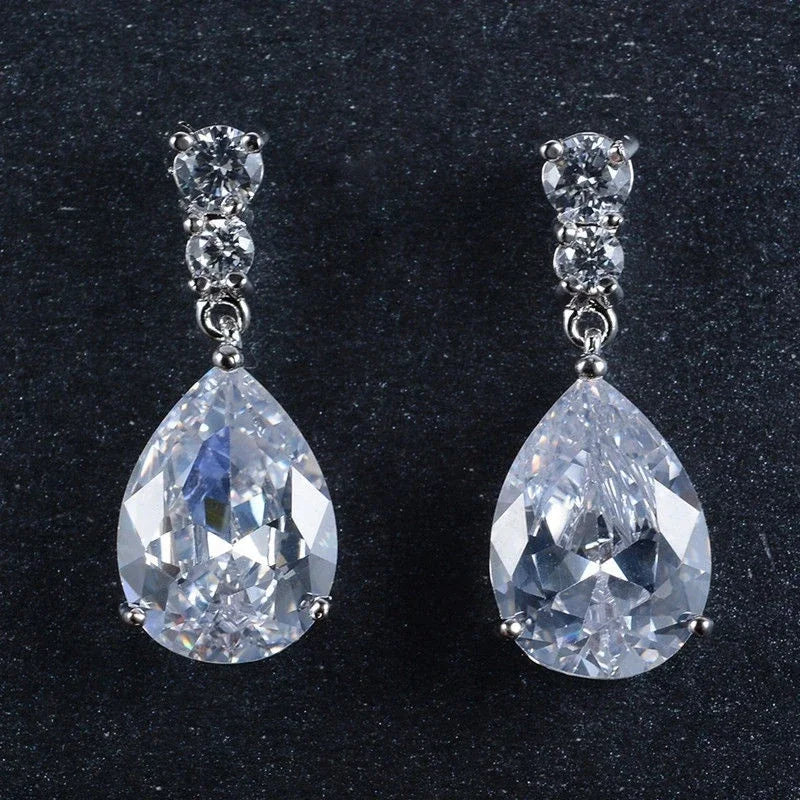 Korean Teardrop Crystal Stud Earrings – Women's Wedding Jewelry Crystal Stud Earrings Nixie