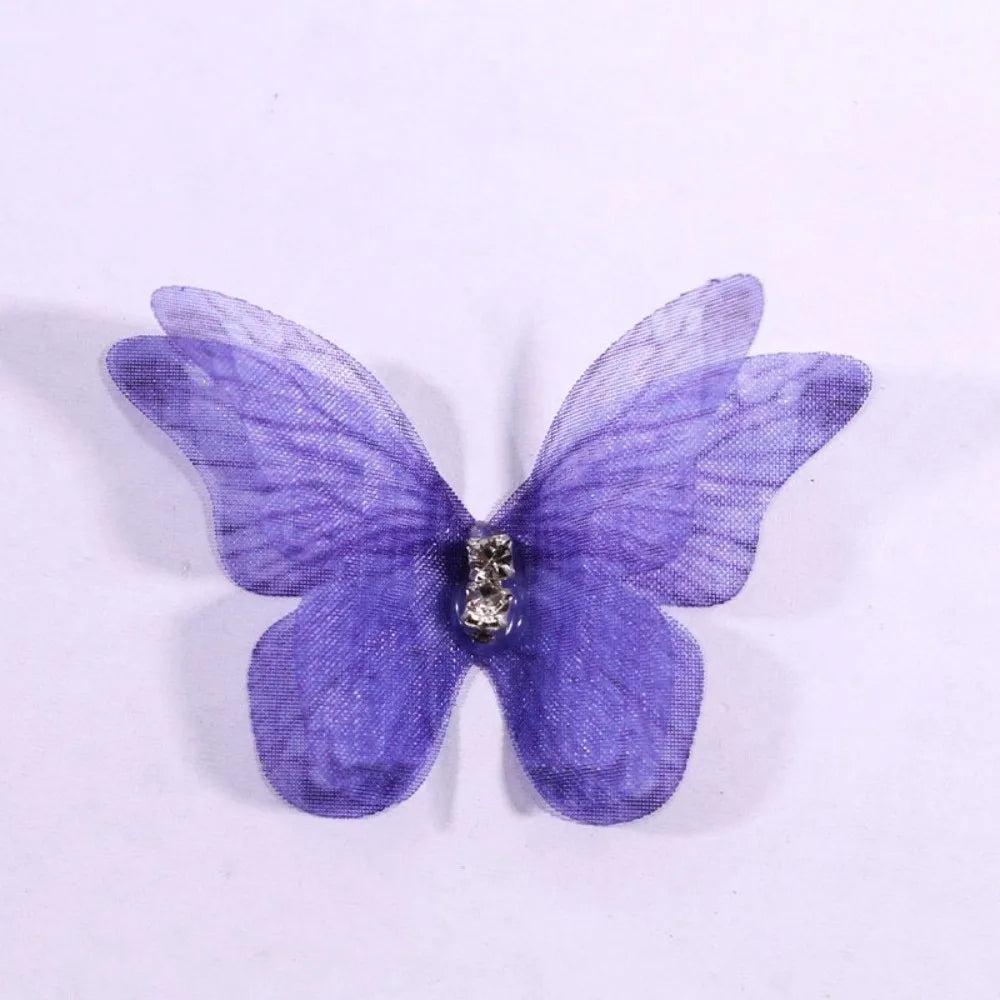 50Pcs 3D Organza Butterfly Appliques – Colorful Mesh Patches Fabric Appliques Nixie Purple