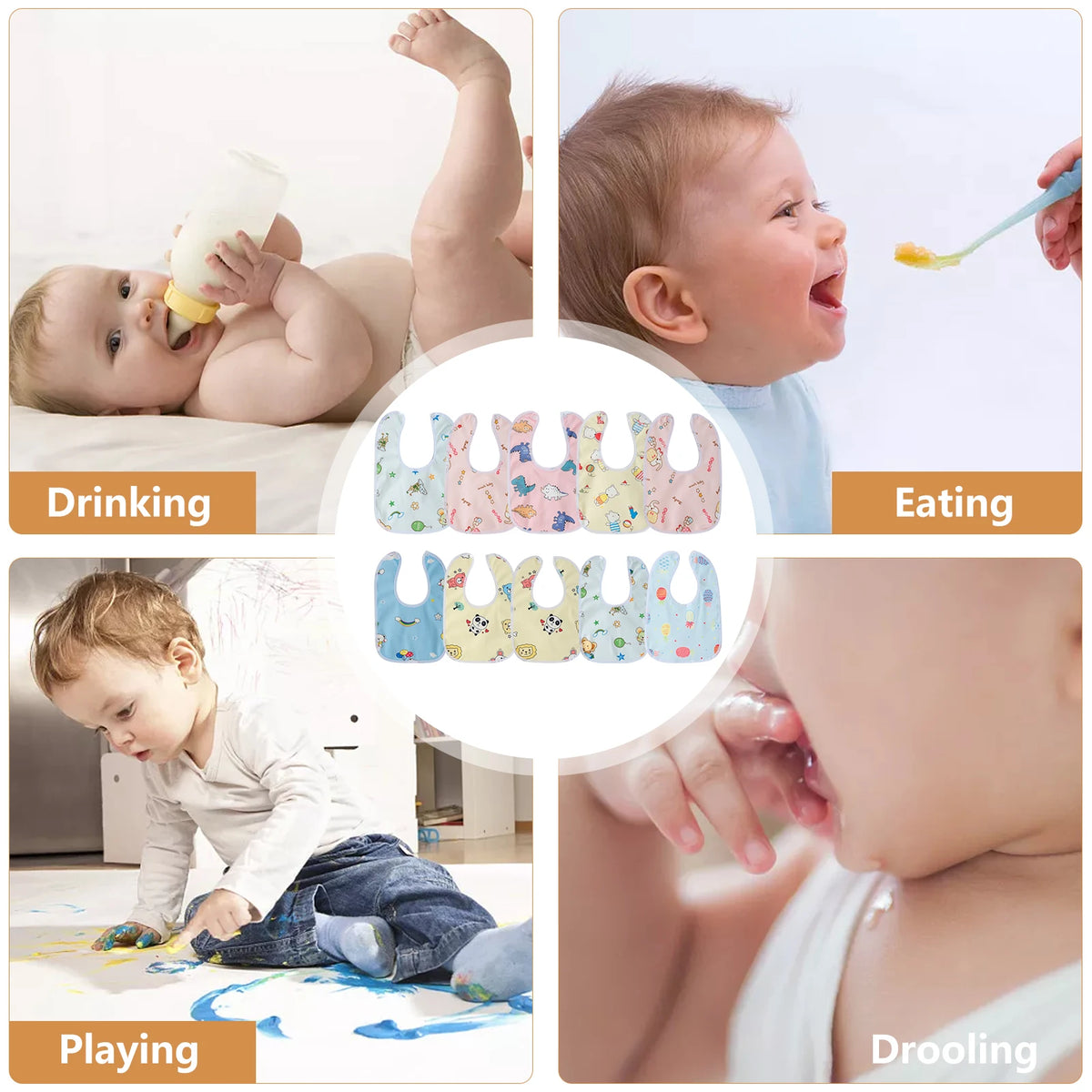 10/20 Pack Soft Cartoon Baby Bibs – Waterproof & Absorbent Baby Bibs Nixie