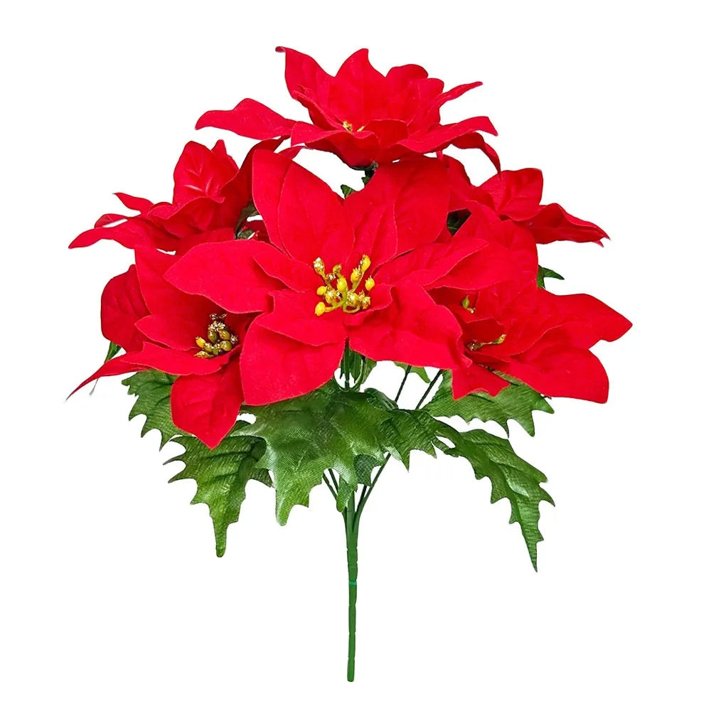 Gold & Red Artificial Christmas Flower Bouquet – DIY Xmas Decor