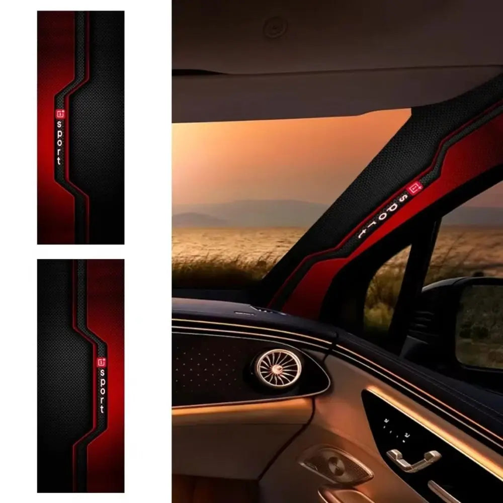 Carbon Fiber A-Pillar Stickers Black Red Sporty Car Trim – 1 Pair Car Interior Trim Nixie