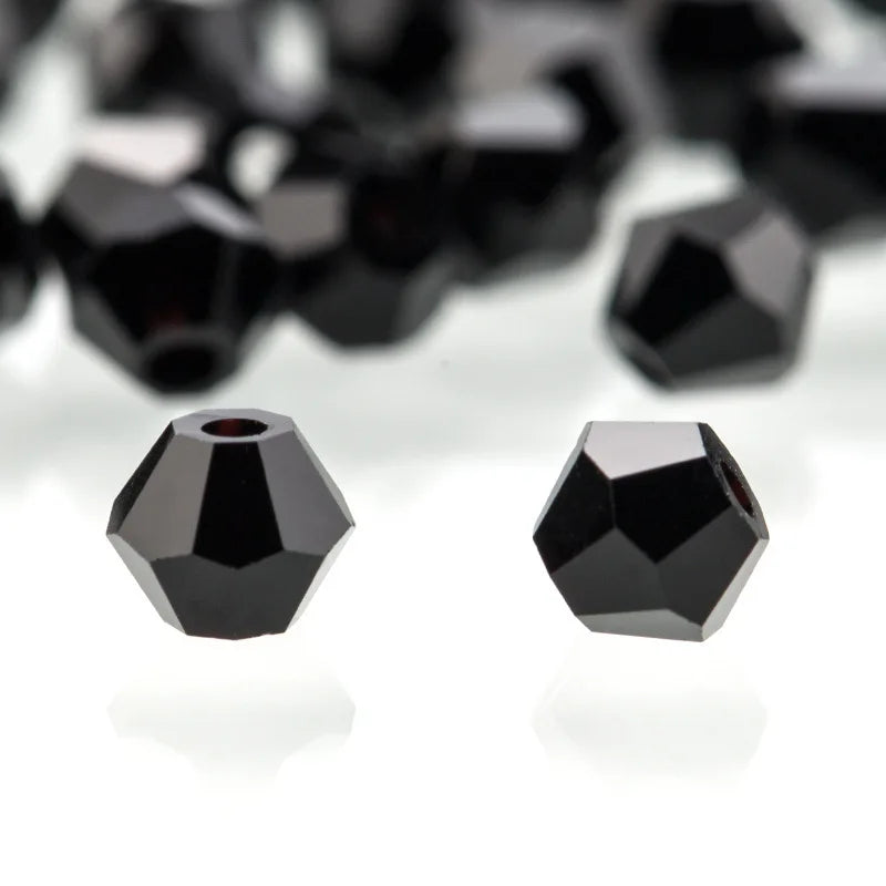 100pcs 4mm Bicone Loose Crystal Beads for Jewelry Making Crystal Craft Beads Nixie 4-black 4MM-100PCS