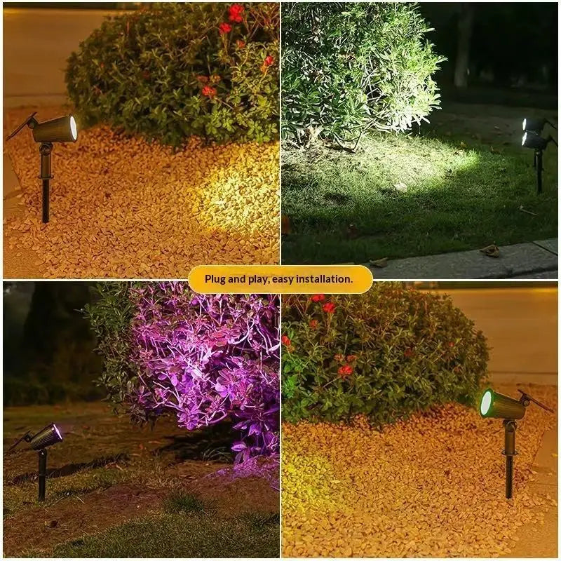 Solar Garden Spotlight RGB IP65 Waterproof Adjustable Outdoor Light Solar Landscape Spotlight Nixie