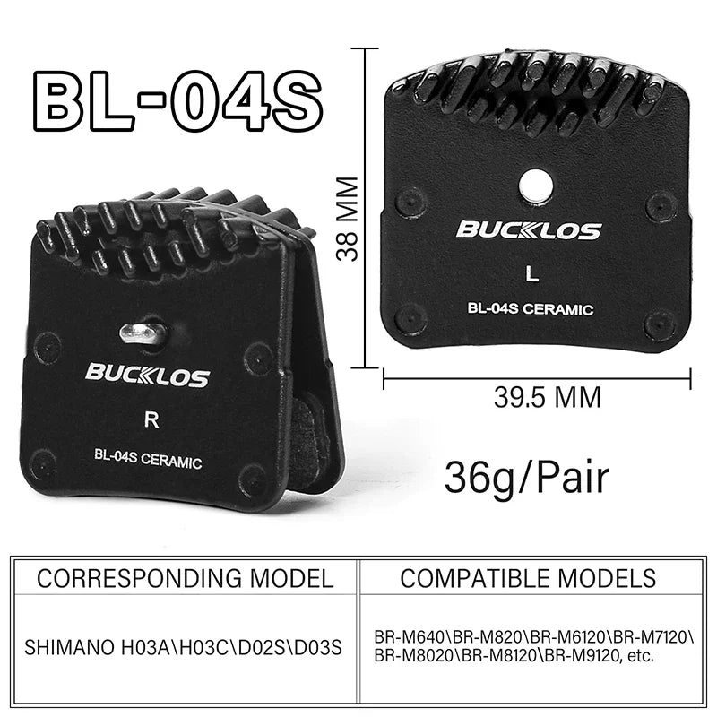 BUCKLOS Ceramic Disc Brake Pads for Shimano MTB & Road Bike Bicycle Brake Pads Nixie