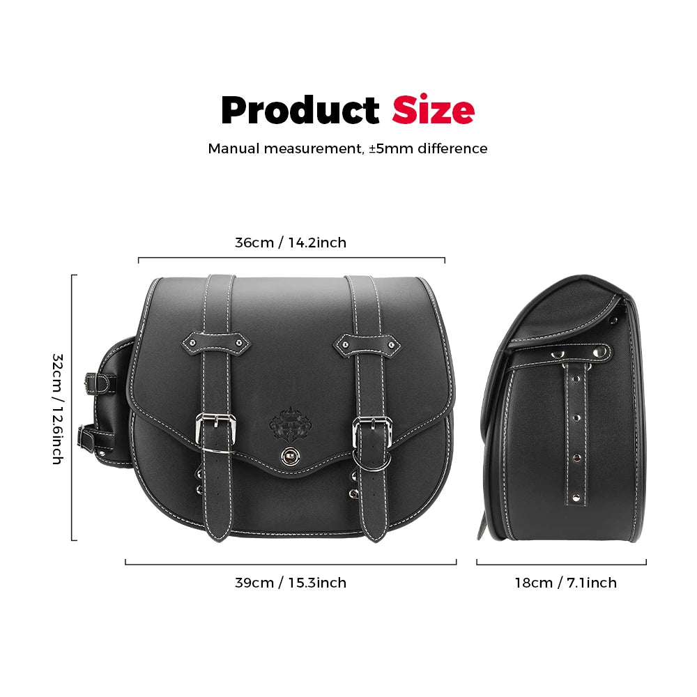 Motorcycle PU Leather Saddlebag | Waterproof Side Storage Bag Motorcycle Saddlebag Nixie