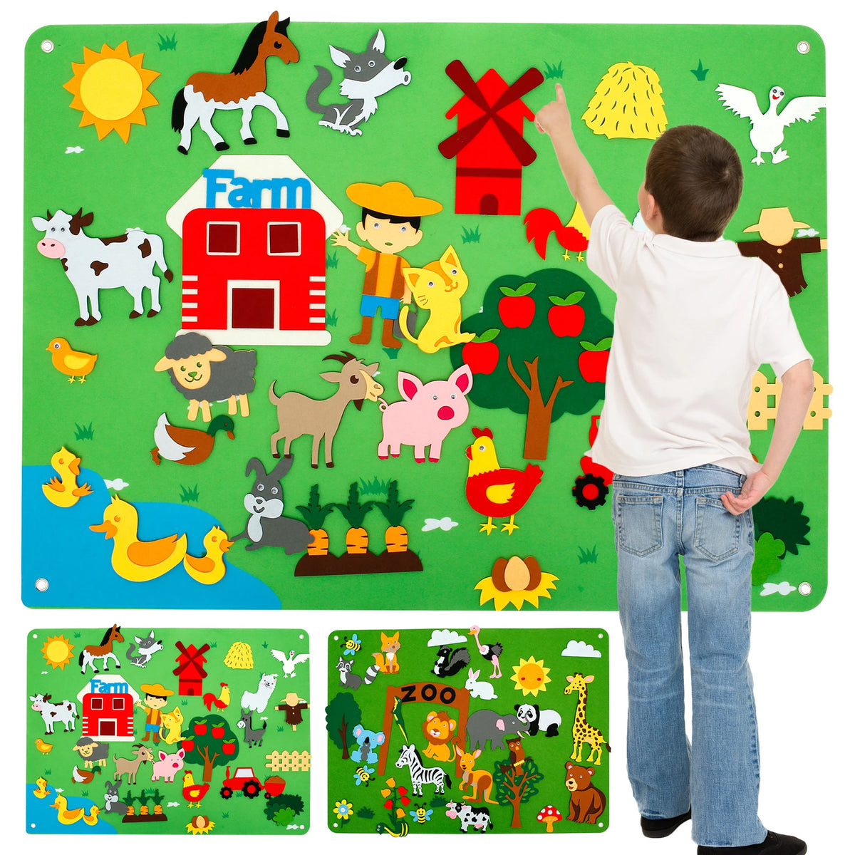 Farm Animals Felt Story Board Set – Toddler Learning Toy Felt Story Board Set Nixie