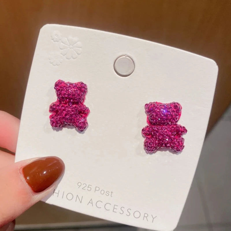 Diamond Bow Bear Stud Earrings – Cute Fashion Jewelry for Women Fashion Stud Earrings Nixie