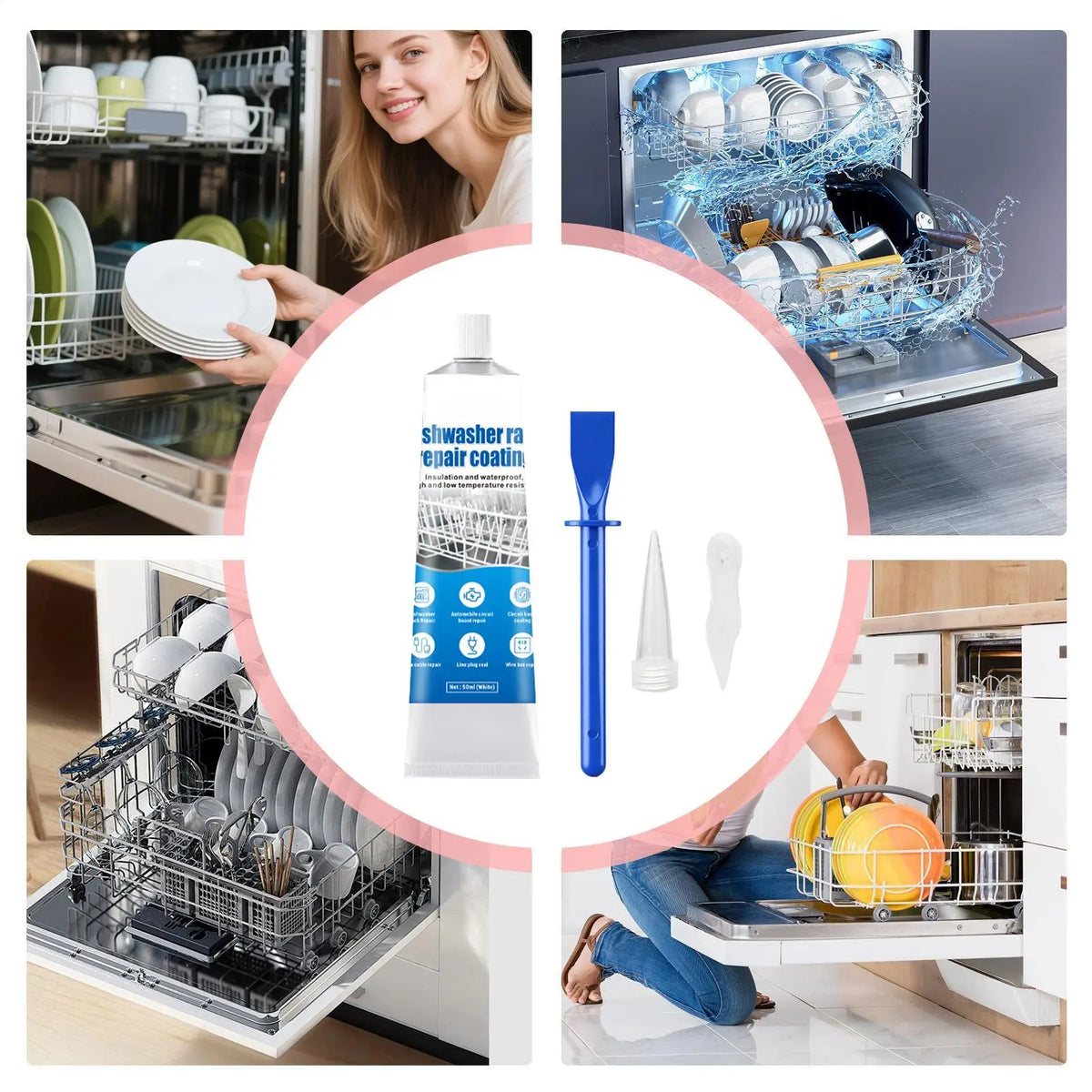 Dishwasher Rack Repair Kit 50ml Anti-Rust Coating Glue & Scraper Rack Repair Kit Nixie