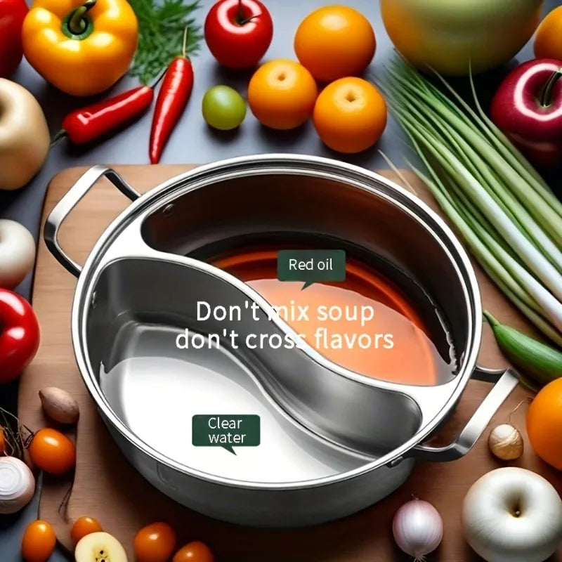 Stainless Steel Dual Divider Hot Pot – Induction Shabu Cookware Dual Divider Hot Pot Nixie