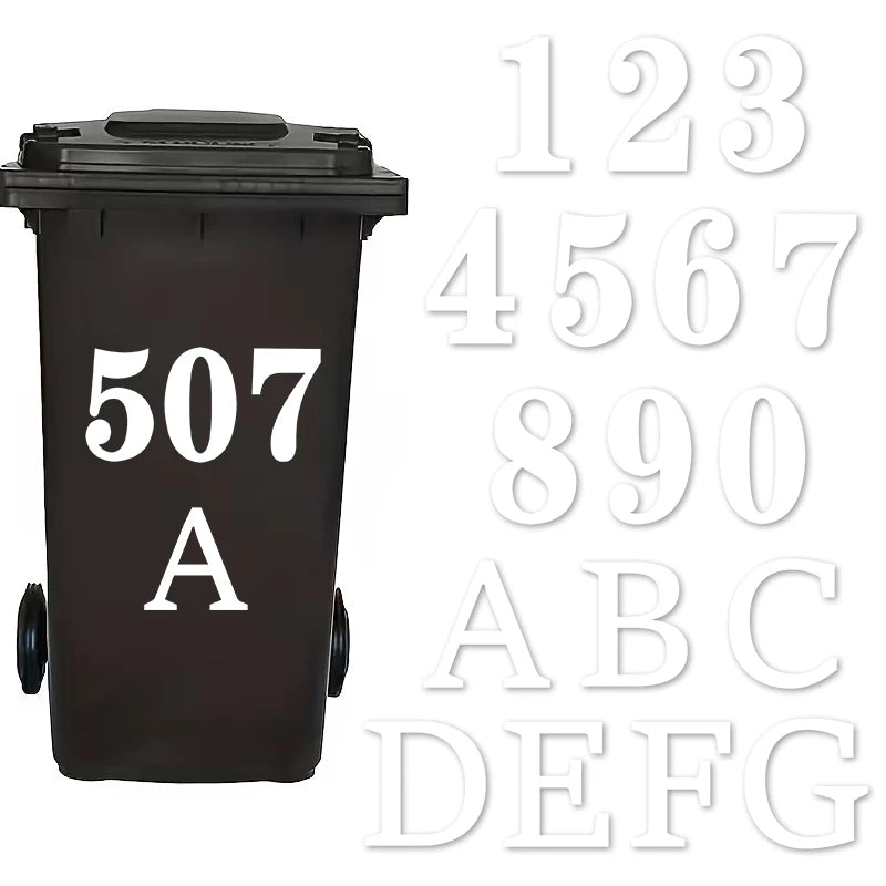 Wheelie Bin Stickers Weatherproof PVC Numbers & Letters Labels Bin Label Stickers Nixie