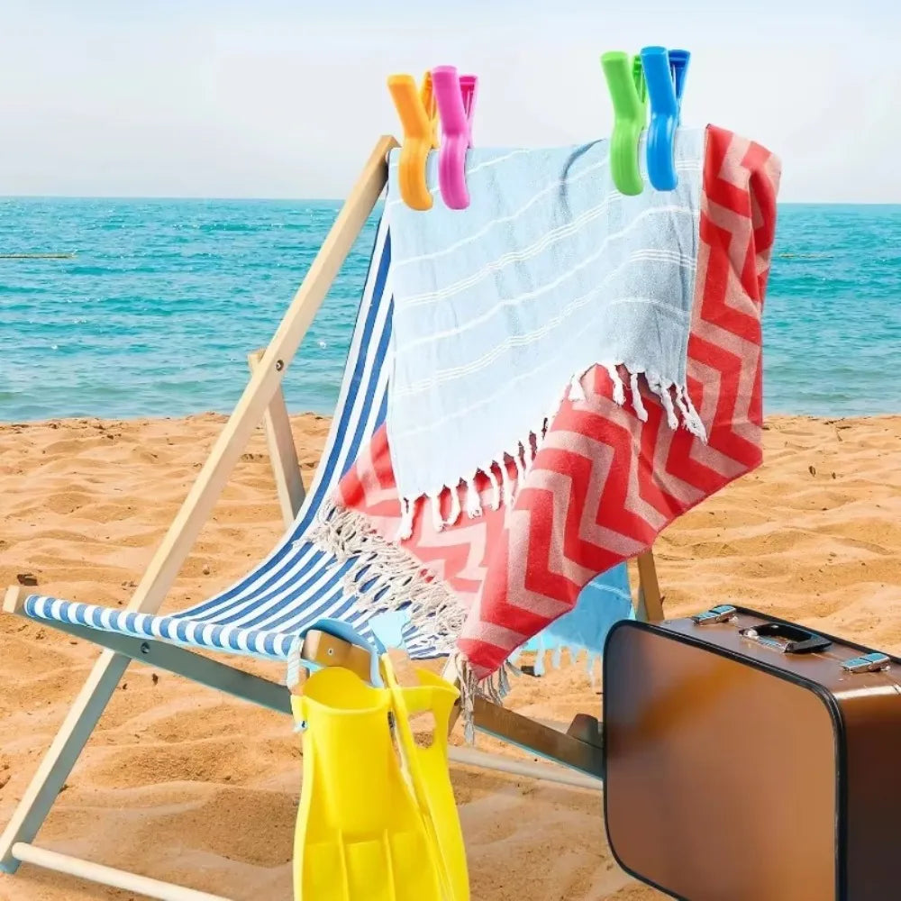 4-Pack Windproof Beach Towel Clips for Chairs, Pool & Cruise