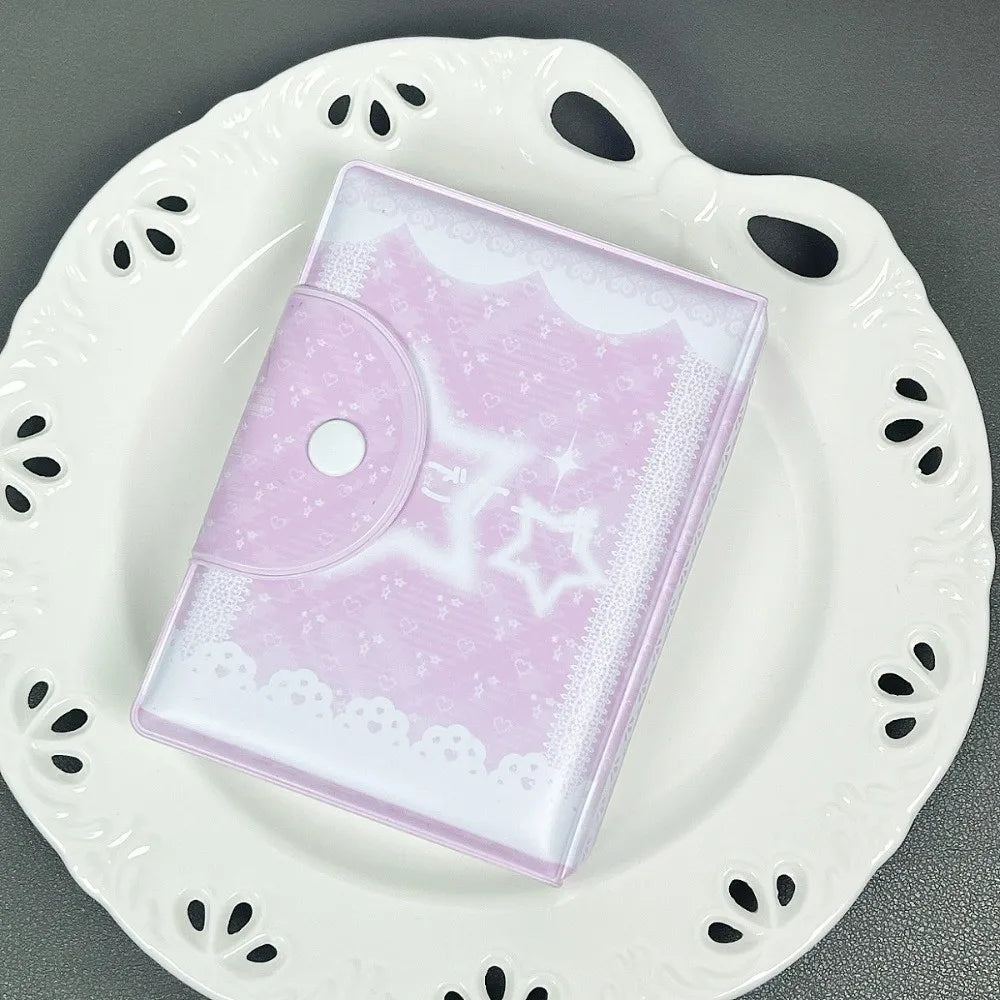 Pink Bow Mini Photocard Binder 3 Inch PVC Card Album 16 Pages Photocard Binder Nixie