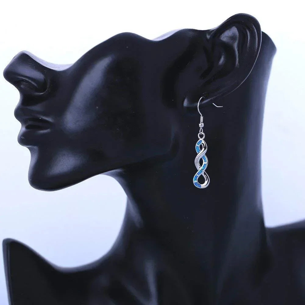 Silver-Plated Red Simulated Opal Drop Hook Earrings Drop Hook Earrings Nixie