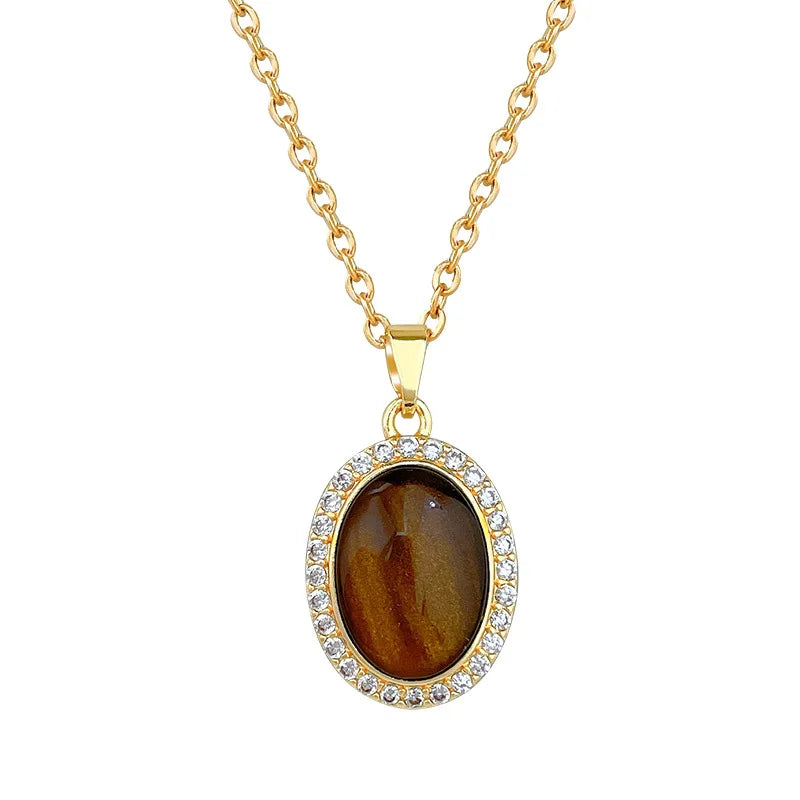 Egg-Shaped Zirconia Choker Necklace | Gold Stainless Steel Pendant Choker Necklace Nixie