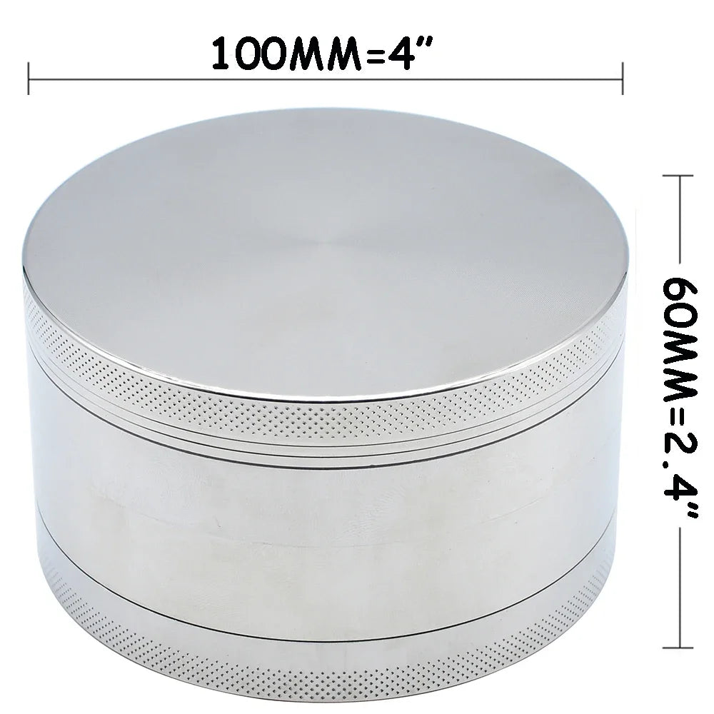 100MM Large Zinc Alloy Herb & Spice Grinder | Heavy Duty Herb Spice Grinder Nixie Silver