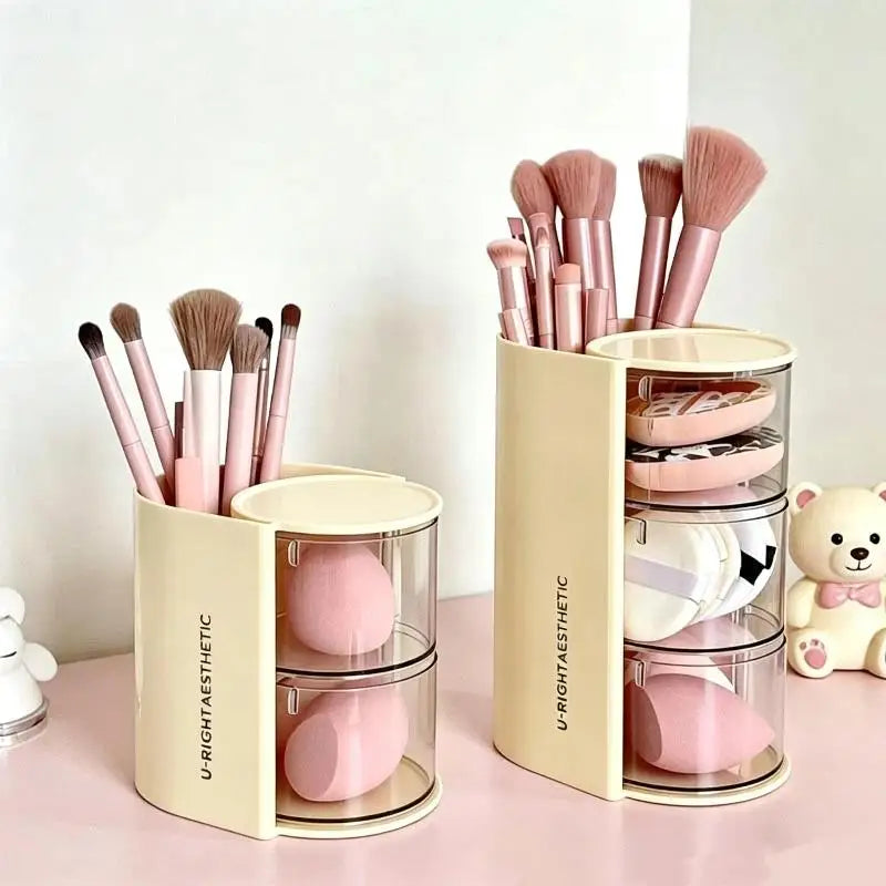 360° Rotating Makeup Brush Holder – Clear Dustproof Organizer Cosmetic Storage Organizer Nixie