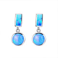 White Simulated Opal Stud Earrings – Trendy Fashion Gift Stud Earrings Nixie Blue