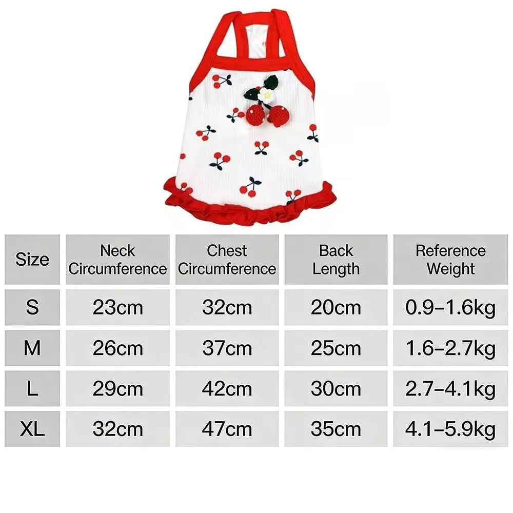 Breathable Cherry Dog Vest – Soft Pet Dress for Small Dogs Pet Dog Dress Nixie