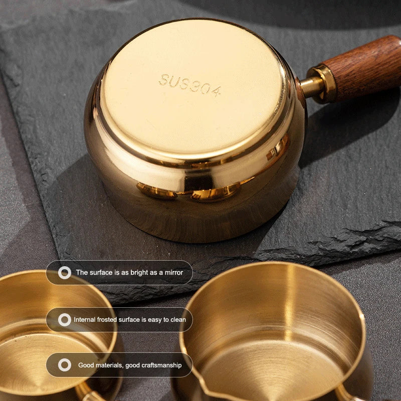 Stainless Steel Sauce Boat with Wooden Handle | 50–150ml