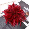 Large Feather Flower Brooch – Handmade Lapel Pin & Hair Accessory Feather Flower Brooch Nixie Wine Red