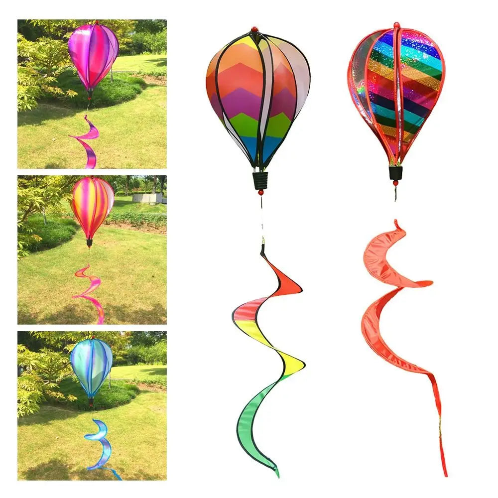 Giant Rainbow Hot Air Balloon Wind Spinner | Color-Changing PVC Garden Wind Spinner Nixie