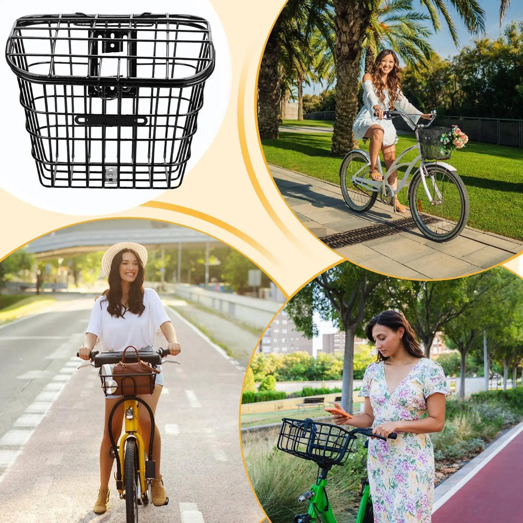 Bike Metal Mesh Basket with Lid & Detachable Bracket Bicycle Basket Nixie