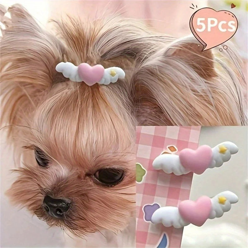 2 PCS Cat & Dog Love Wings Hair Clips – Party Accessories Hair Clips Nixie