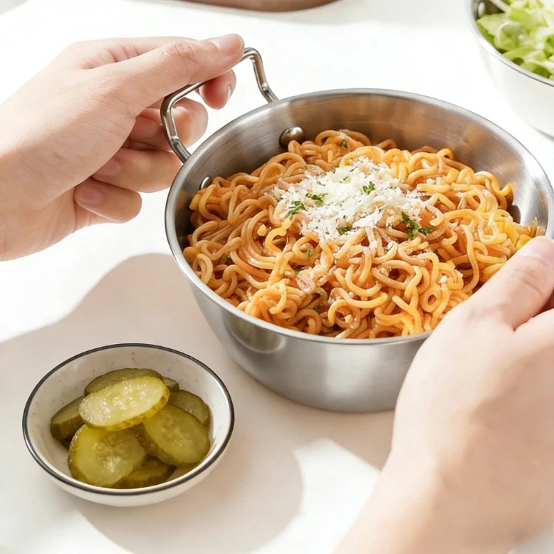 Stainless Steel Noodle Bowl with Handle | Ramen Soup Salad Stainless Steel Bowl Nixie