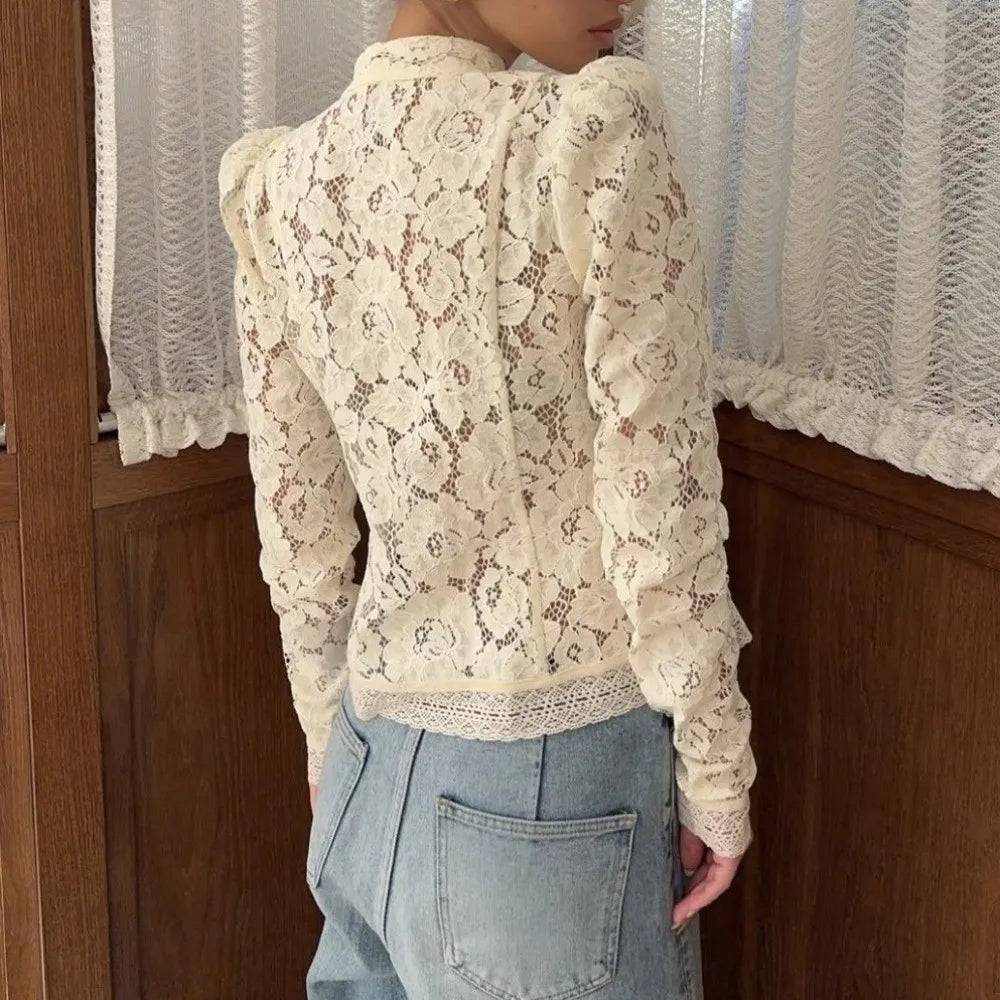 Chinese Style Embroidered Hollow Out Cotton Blouse | Full Sleeve