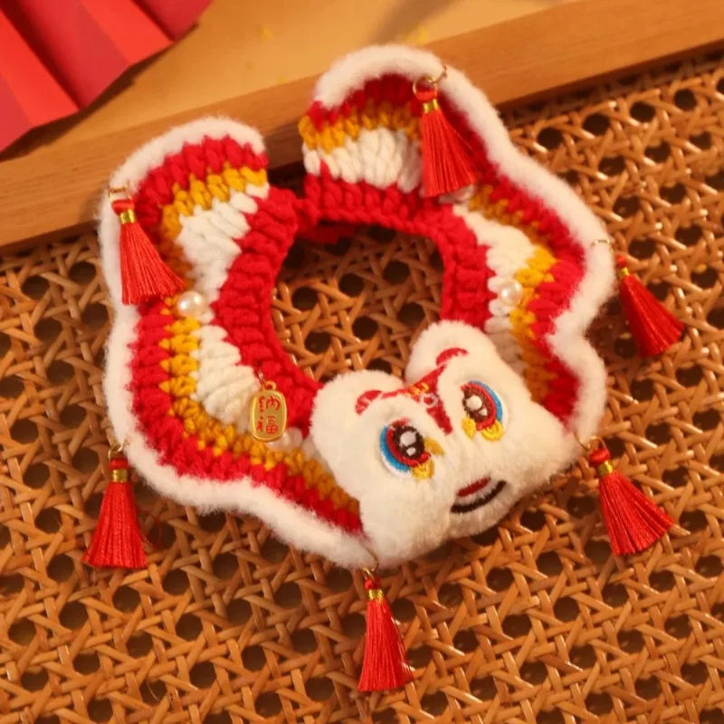Lion Dance Cat Tie Collar – Chinese New Year Knit Pet Scarf Pet Collar Scarf Nixie