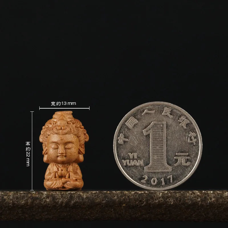 Natural Sandalwood Wooden Bead Bracelet – Baby Guanyin Pendant