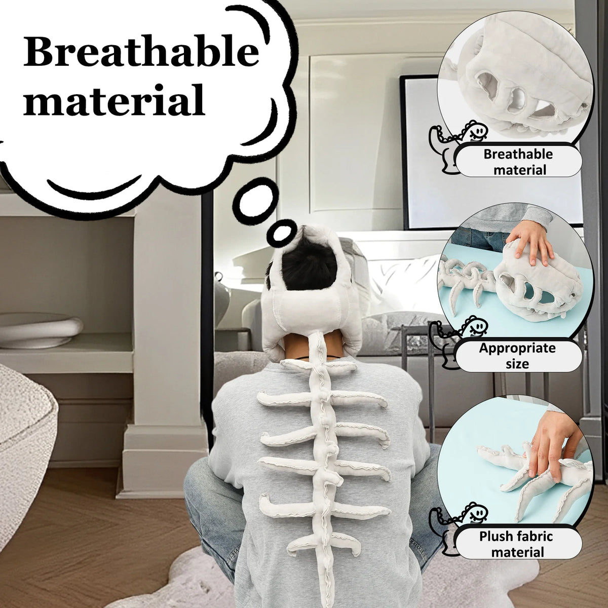 Dinosaur Skeleton Costume Set – Spinosaurus Skull & Spine Outfit Halloween Costume Set Nixie