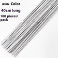 100Pcs 40cm Artificial Floral Wire Stems for DIY Wedding Decor Floral Wire Stems Nixie White
