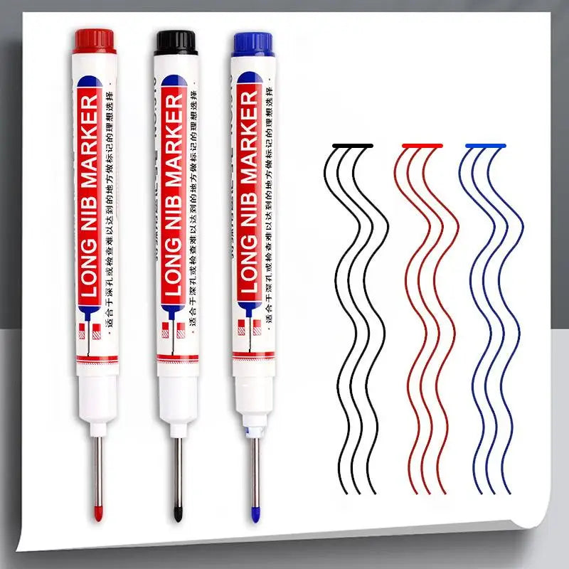 22mm Deep Hole Long Nib Permanent Markers – 3 Colors, Waterproof Permanent Marker Set Nixie
