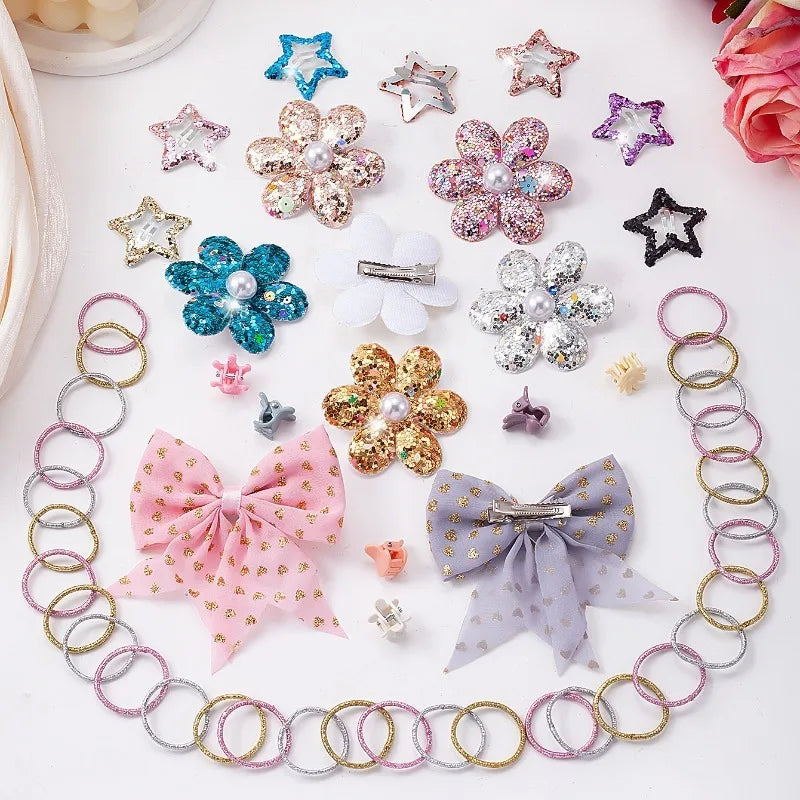 788-Pc Girls Flower Hair Accessories Set – Bands & Clips Hair Accessories Set Nixie