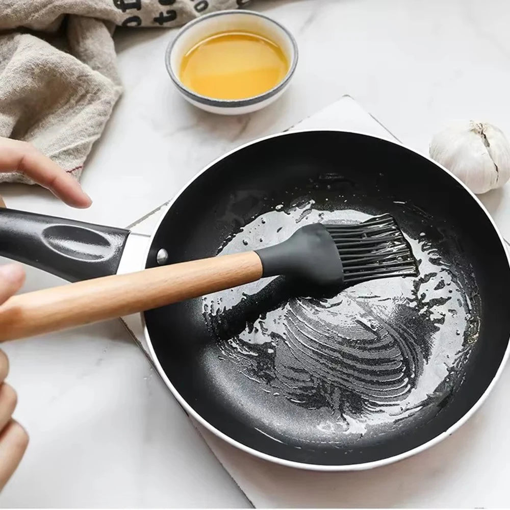 12-Piece Silicone Kitchen Utensil Set – Wooden Handles Kitchen Utensil Set Nixie