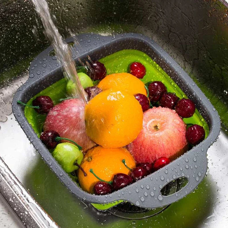 Foldable Silicone Colander Vegetable Washing Basket (1-2pc)