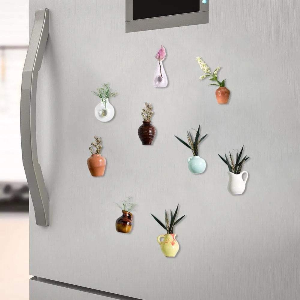 Ceramic Mini Vase Fridge Magnets – Decorative Plant Whiteboard Magnet