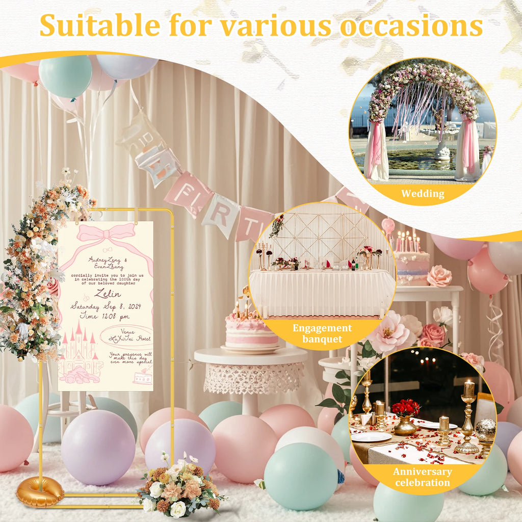 Adjustable Wedding Sign Stand with Leather Straps – 2 Heights