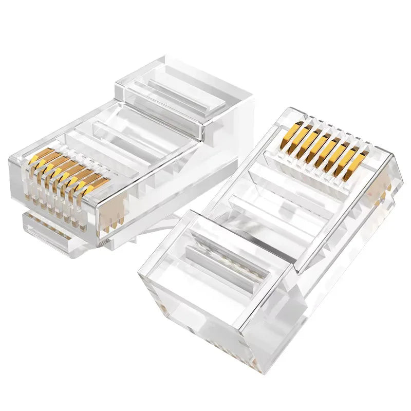 50/100pcs RJ45 Gold-Plated Connectors Cat5 Cat6 Cat6e 1000Mbps Network Connector Plug Nixie