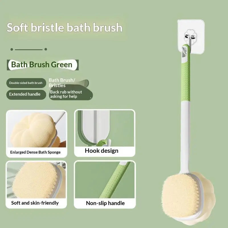 Long Handle Double-Sided Bath Brush – Back Scrubber & Exfoliator