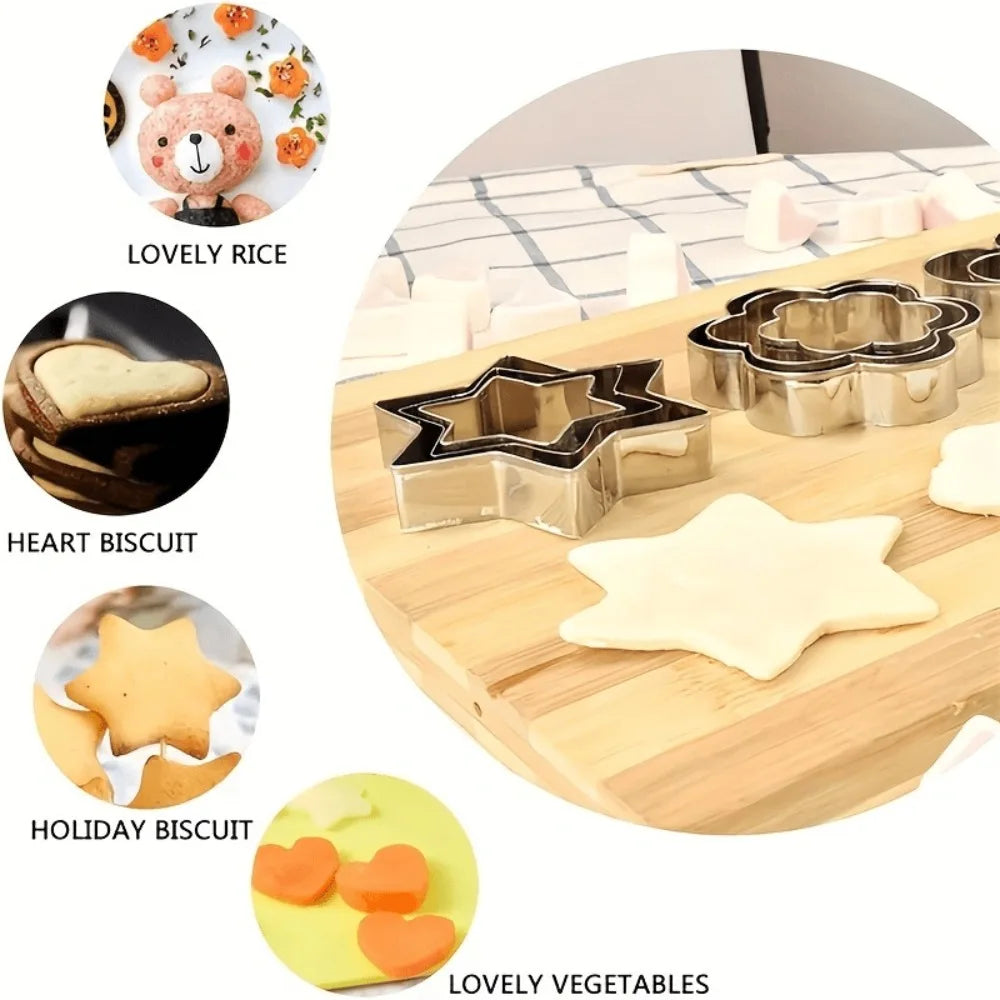 12-Piece Stainless Steel Cookie Cutter Set – Heart, Star, Flower Cookie Cutter Set Nixie