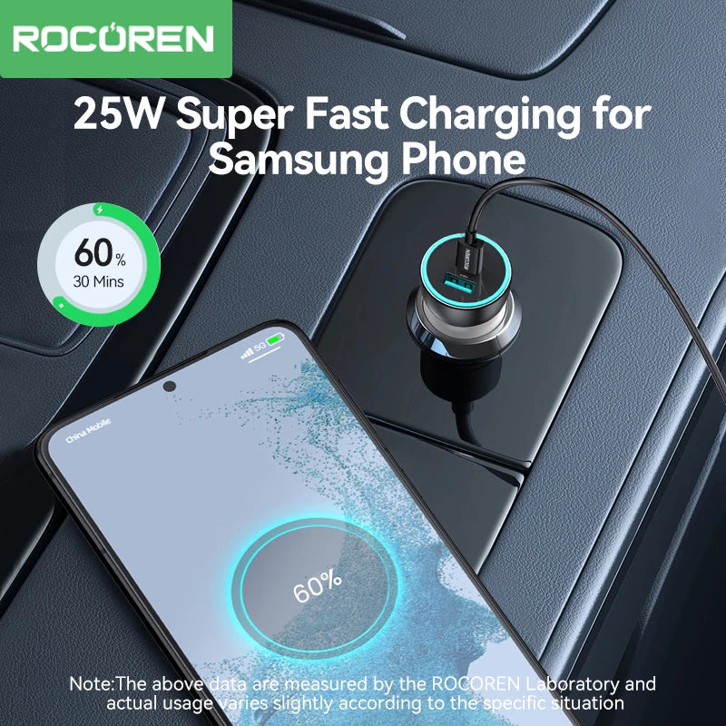 Rocoren 105W 6-Port Car Charger USB-C & USB-A Fast Charging Car Charger Nixie