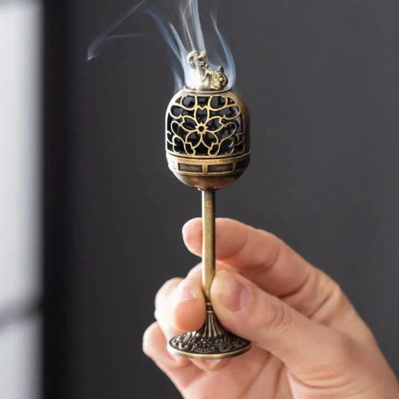 Alloy Hollow Deer Crane Incense Burner – High-Foot Décor Censer Incense Burner Nixie