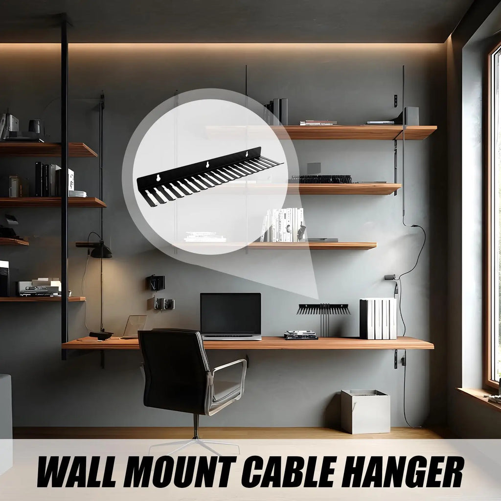 19-Slot Wall Mount Cable Hanger & Cord Organizer Rack