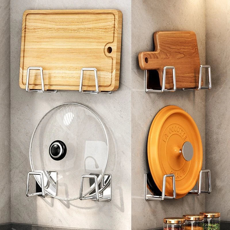 4PCS Wall Mounted Kitchen Rack – Pot Lids & Cutting Boards Kitchen Storage Rack Nixie