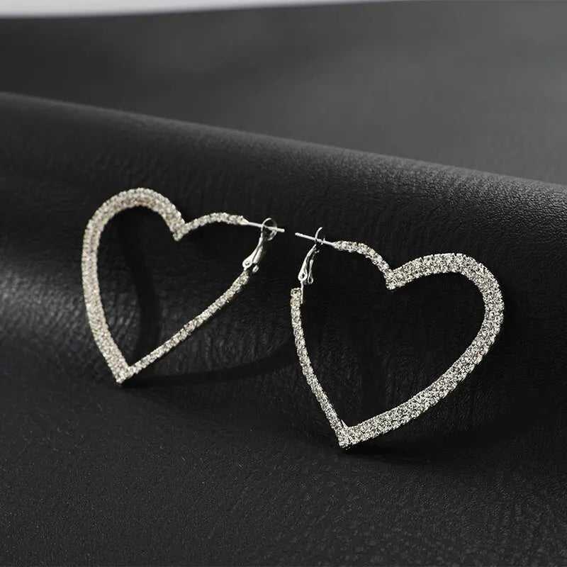 2pcs Silver-Plated Heart Hoop Earrings – Bold Fashion Jewelry Fashion Hoop Earrings Nixie