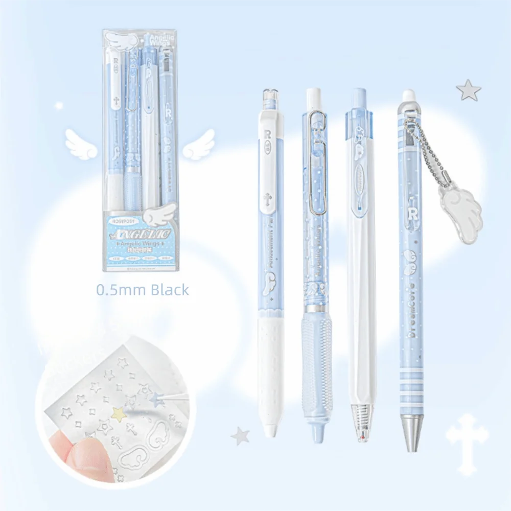 4-Pack Pearl Angel 0.5mm Black Gel Pens – Smooth Writing Set