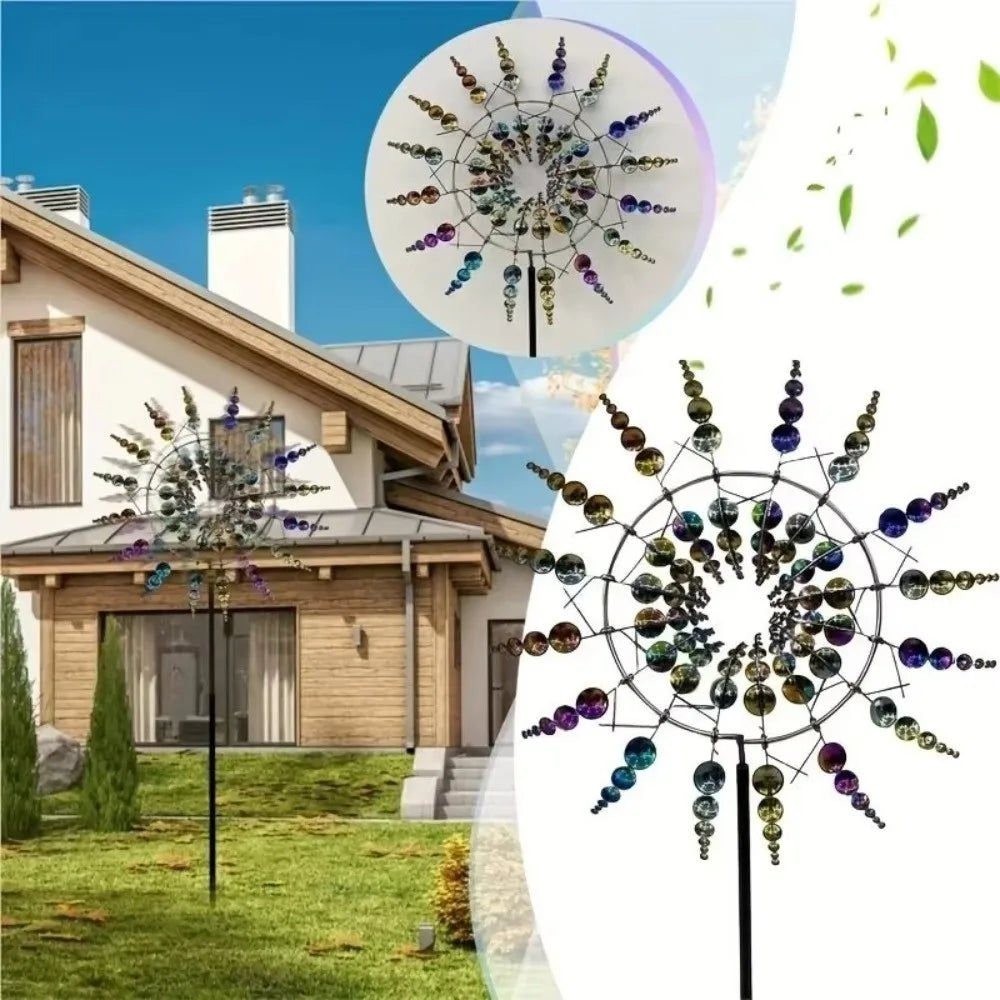 Metal Wind Spinner Windmill Kinetic Sculpture Garden Decor Garden Wind Spinner Nixie
